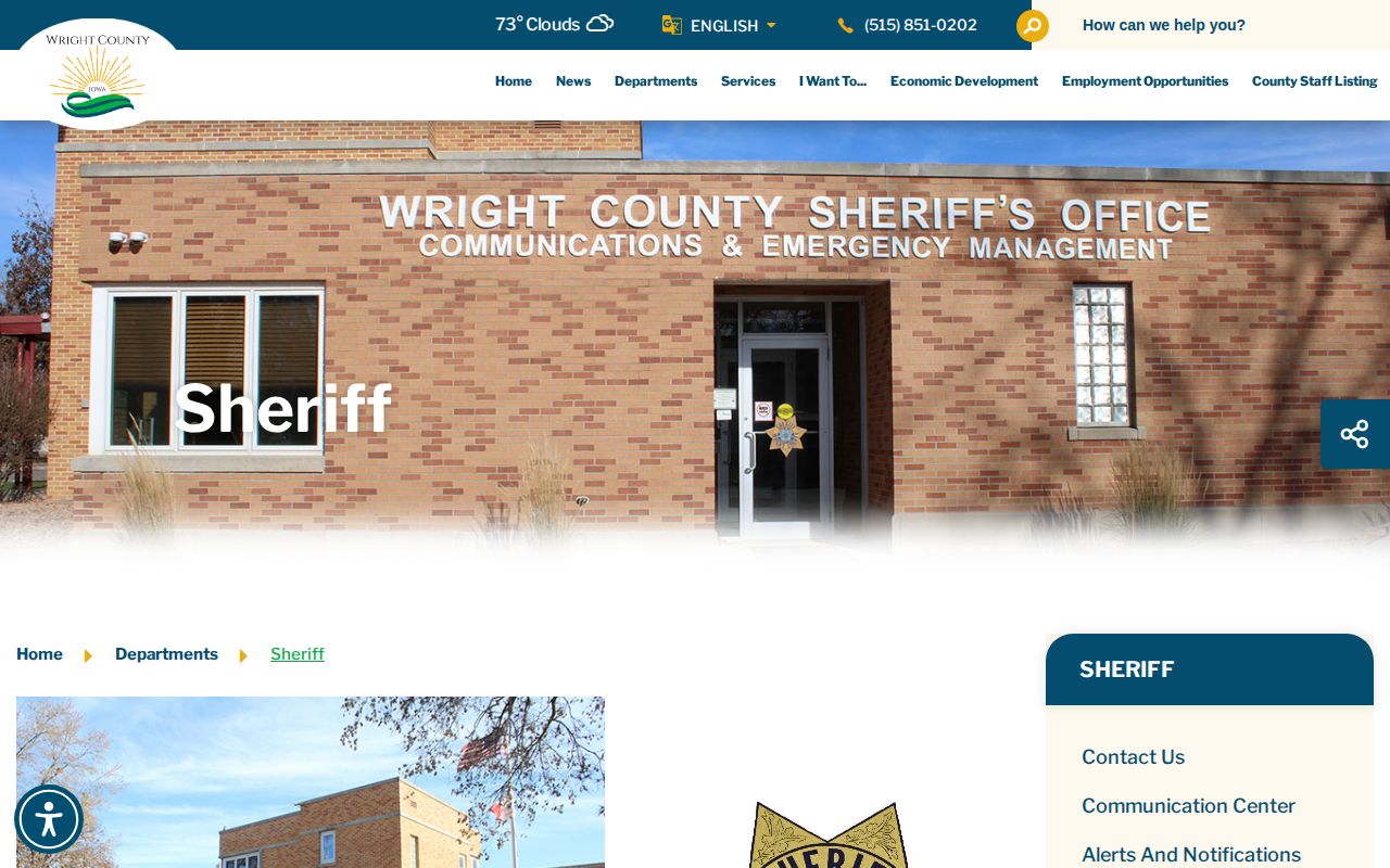 Wright County Iowa Sheriff's Office wanted record navigation